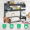 2-Tier Over the Sink Dish Drying Rack Drainer Utensil Organizer Holder Tableware Organizer Dish Drying Rack for Kitchen Countertop Carbon Steel