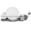 3Pcs Dish Drainer Drying Rack Set Kitchen Dish Rack Countertop Storage Rack w/ Plastic Cutlery Holder Drain Board