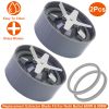 2Pcs Cross Extractor Blade Fit For Nutribullet Blender 600W/900W Blender Replacement Parts Accessories Blade with Preinstalled Silicone Ring