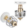 2Pcs Sink Drain Plugs Wash Basin Bounce Drain Filter Pop Up Bathtub Sink Drain Stoppers Strainer W/ Basket