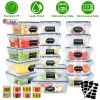 44Pieces Plastic Food Storage Containers with Lids Airtight Leak-Proof Reusable Meal Prep Containers Lunch Container With Labels Marker for Kitchen St