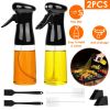 Olive Oil Sprayer 2Pcs 210ML 7.1OZ Reusable Oil Dispenser Mister Refillable Glass Vinegar Bottle w/ Blaster Cleaning Brush For Cooking BBQ Roast Salad