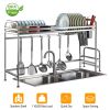 Over Sink Dish Drying Rack Shelf Stainless Steel Kitchen Countertop Bowl Dish Chopping Board Organizer Rack w/ Cutlery Holder