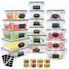 44Pieces Plastic Food Storage Containers with Lids Airtight Leak-Proof Reusable Meal Prep Containers Lunch Container With Labels Marker for Kitchen St
