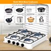 Gas Stove Dual Fuel Gas Hob Cooktop Manual Ignition Stovetop Powered by NG/LPG with 4 Burners Lid