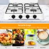Gas Stove Dual Fuel Gas Hob Cooktop Manual Ignition Stovetop Powered by NG/LPG with 4 Burners Lid