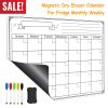 Magnetic Dry Eraser Calendar For Fridge Monthly Weekly Schedule Whiteboard Planner w/ Eraser 5 Marker Pens