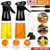 Olive Oil Sprayer 2Pcs 210ML 7.1OZ Reusable Oil Dispenser Mister Refillable Glass Vinegar Bottle w/ Blaster Cleaning Brush For Cooking BBQ Roast Salad