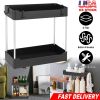 2-Tier Under Sink Shelf Organizer Space Saving Under Bathroom Sink Storage Rack w/ 4 Hooks