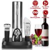5-In-1 Electric Wine Opener Set USB Rechargeable Wine Corkscrew Bottle Opener Cordless Corkscrew Remover with Charging Base with Wine Pourer Vacuum St