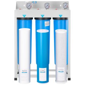 3-Stage Whole House Water Filter System 4.5"x20" GAC Reduce Chlorine Odor