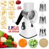 Hand Rotary Vegetable Mandoline Slicer Manual Rotary Fruit Cutter Cheese Grater Grinder Chopper Shredder w/ 3 Stainless Steel Drums Strong Suction Bas