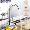 Kitchen Sink Faucet Two Handle One-Hole Basin Hot Cold Mixer Tap Brass Construction Chrome Finish UK Standard