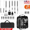 Stainless Steel BBQ Grill Tool Kit Grilling Utensil Accessories w/ Spatula Tongs Fork Knife
Brush Pepper Salt Shaker Bottle Grilled Skewers Corn Need