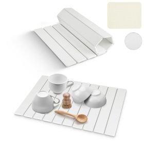 Foldable Stone Dish Drying Mats Home Dish Quick Drying Stone Pad Super Absorbent Diatomaceous Earth Draining Mat with Anti-Slip Net Sanding Pad for Di